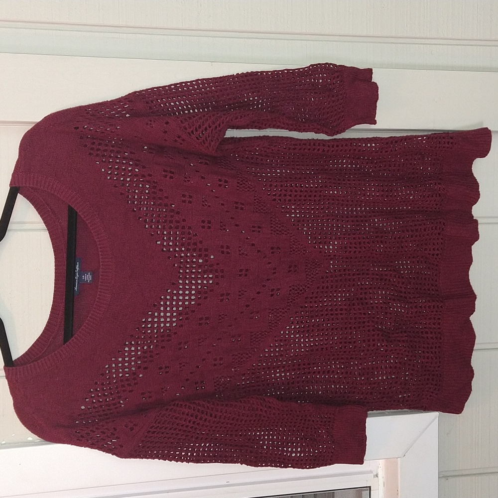 American Eagle scoop neck light burgundy layering sweater size large